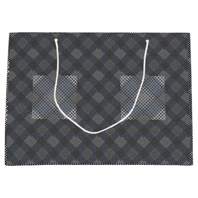 Chequered pattern diagonal 2tones.bx4x4 BLK BG Large Gift Bag (Front)