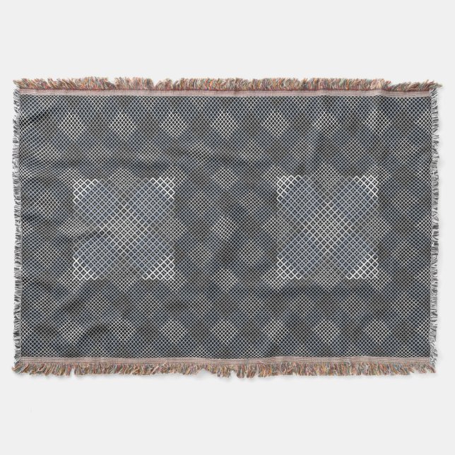 Chequered pattern diagonal 2tones.bx4x4 BLK BG Throw Blanket (Front)