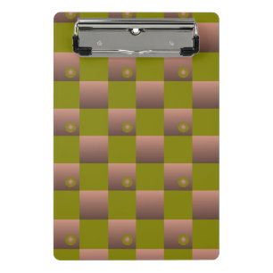 Chequered pattern in brown and olive green mini clipboard