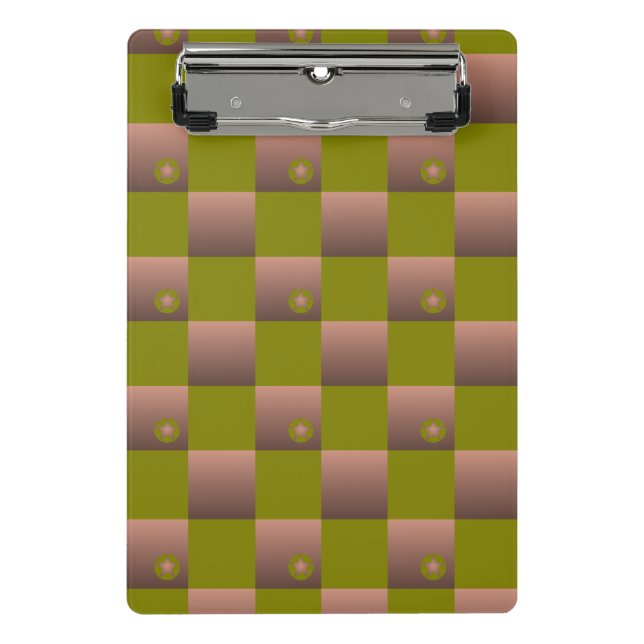 Chequered pattern in brown and olive green mini clipboard (Front)