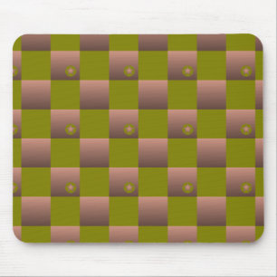 Chequered pattern in brown and olive green mouse pad