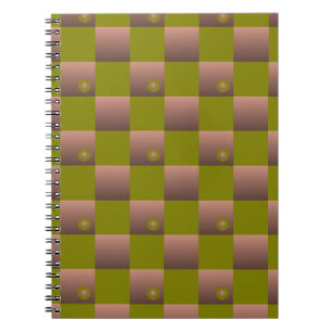 Chequered pattern in brown and olive green notebook