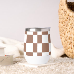 Chequered Pattern in White and Mocha Mousse
