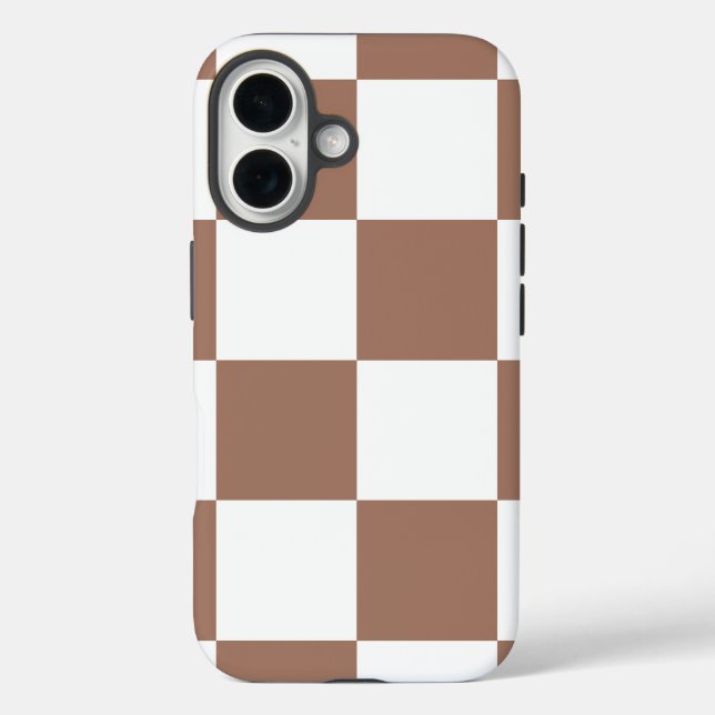 Chequered Pattern in White and Mocha Mousse Case-Mate iPhone Case (Back)