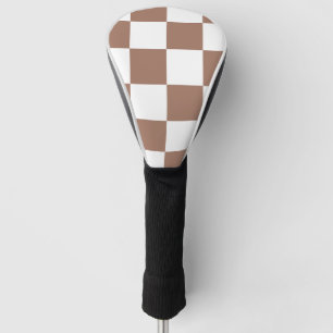 Chequered Pattern in White and Mocha Mousse Golf Head Cover