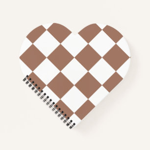 Chequered Pattern in White and Mocha Mousse Notebook