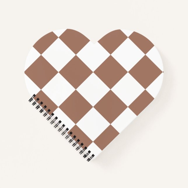 Chequered Pattern in White and Mocha Mousse Notebook (Front)