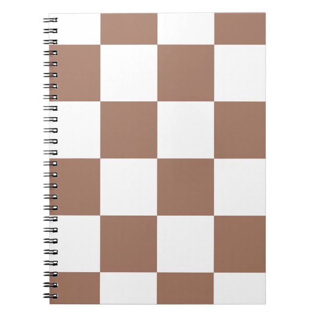 Chequered Pattern in White and Mocha Mousse Notebook (Front)