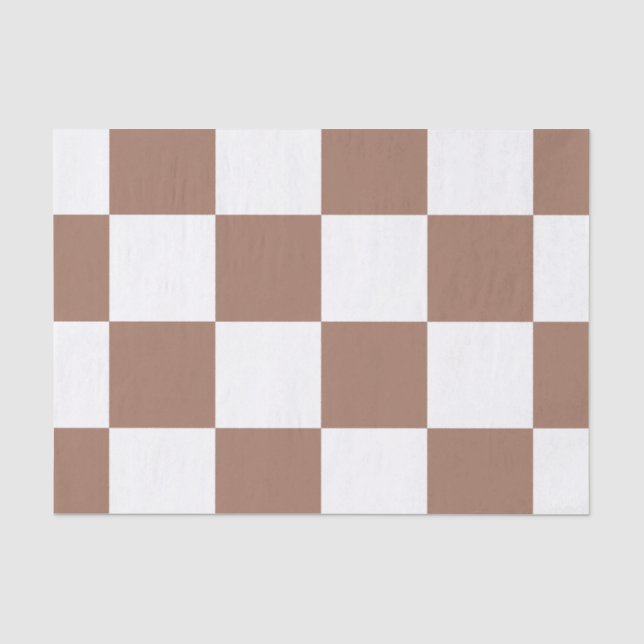Chequered Pattern in White and Mocha Mousse Tissue Paper (Front)