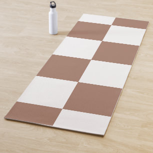Chequered Pattern in White and Mocha Mousse Yoga Mat