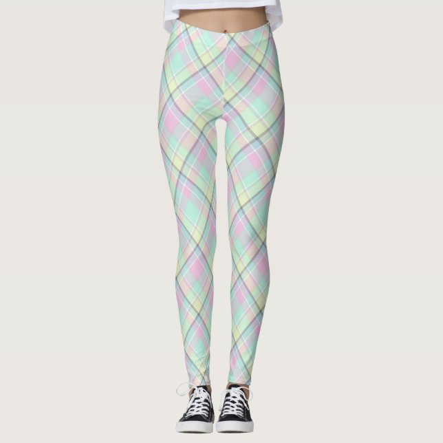 Chequered pattern of caramel colours. leggings (Front)