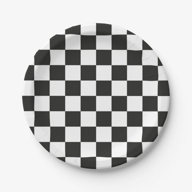 Chequered pattern paper plate (Front)