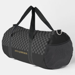 Chequered Pattern Personalised Name Duffle Bag