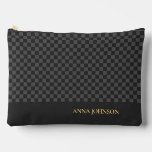 Chequered Pattern Personalised Name Large Accessory Pouch