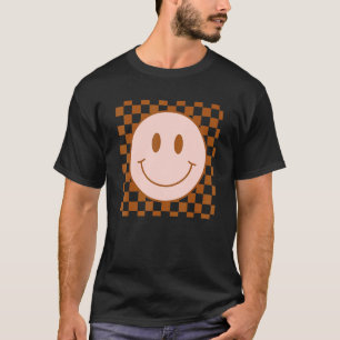 Chequered Pattern Smile Face Trendy Men Women Teen T-Shirt