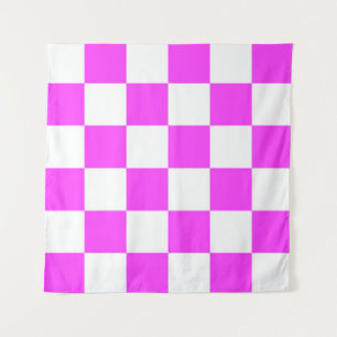 Chequered pattern tile background. White and Pinka Tapestry