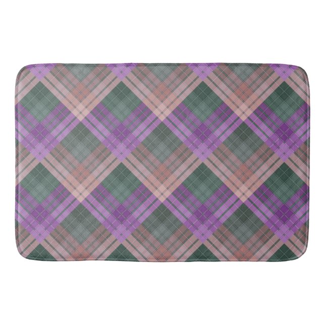 Chequered pattern with zig zag colouring bath mat (Front)