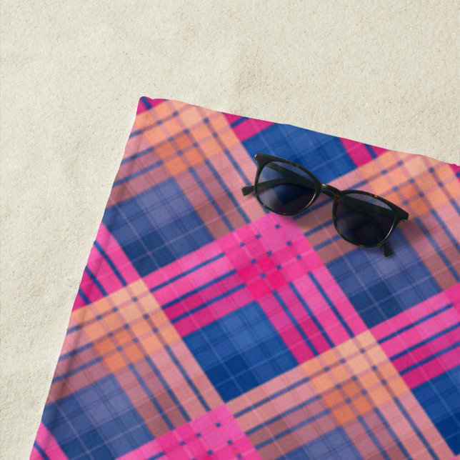 Chequered pattern with zig zag colouring beach towel (In Situ)