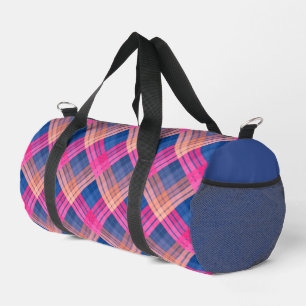 Chequered pattern with zig zag colouring duffle bag