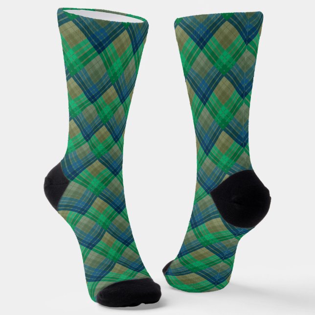 Chequered pattern with zig zag colouring socks (Angled)