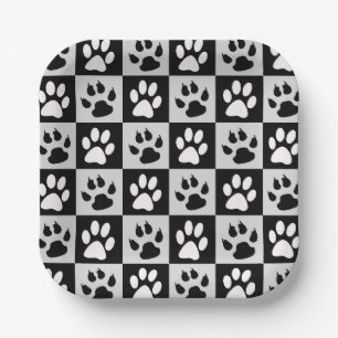 Chequered Paws and Claws  Paper Plate