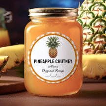 Chequered pineapple chutney canning label