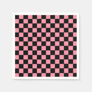 Chequered Pink and Black Napkin