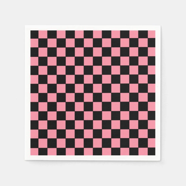 Chequered Pink and Black  Napkin (Front)