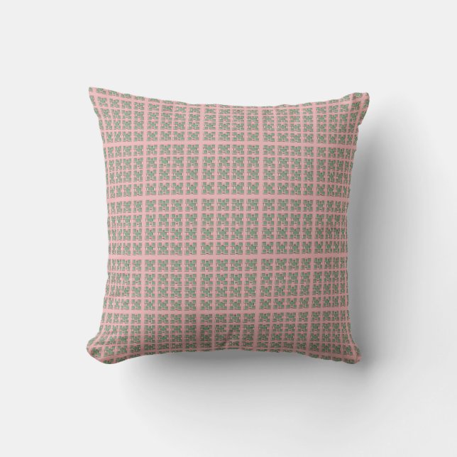 Chequered Pink and Green Throw Pillow (Front)