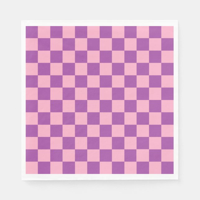 Chequered Pink and Purple Napkin (Front)