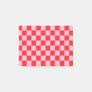 Chequered Pink and Red Post-it Notes