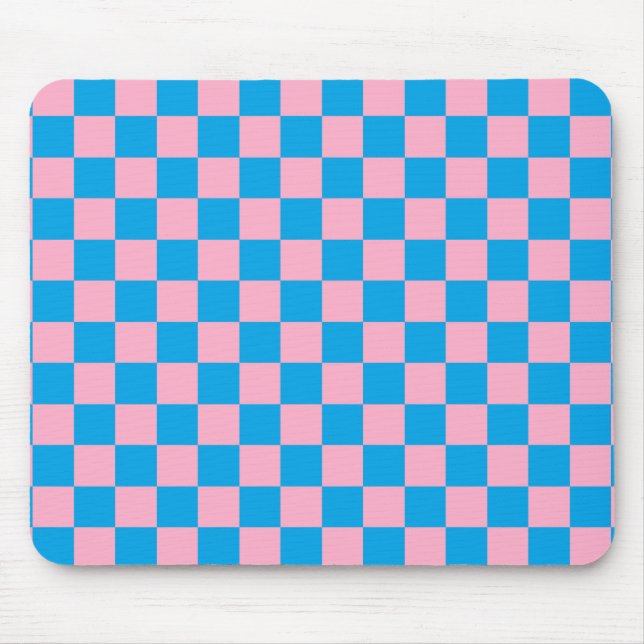 Chequered Pink and Turquoise Mouse Pad (Front)
