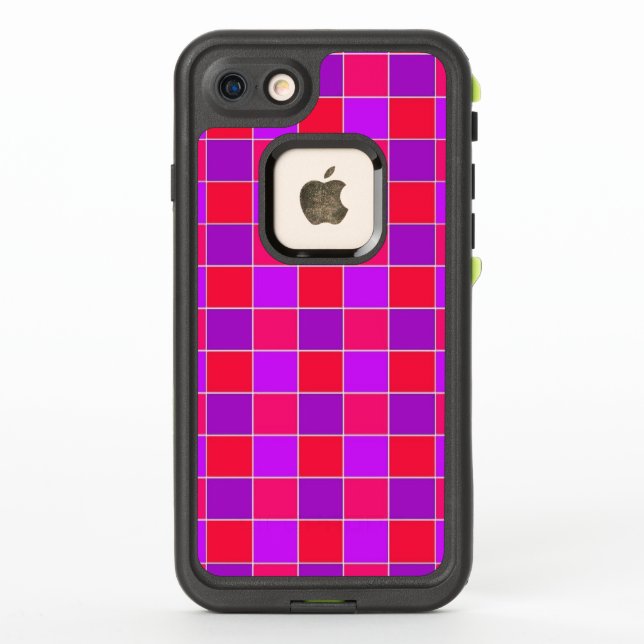 chequered Pink and violet LifeProof iPhone Case (Back)