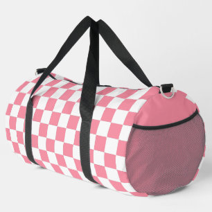 Chequered pink and White  Duffle Bag