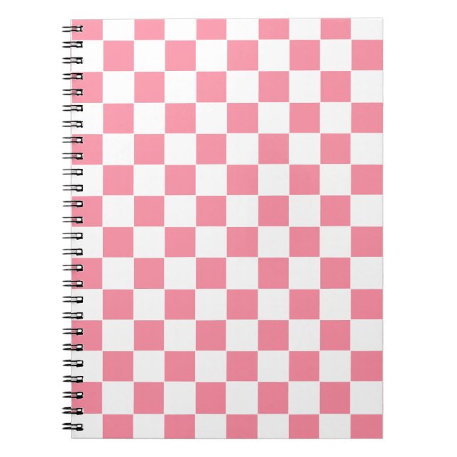 Chequered Pink and White  Notebook (Front)
