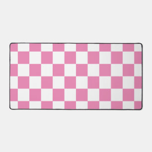 Chequered Pink and White Retro Desk Mat