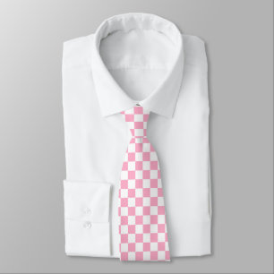 Chequered Pink and White Tie