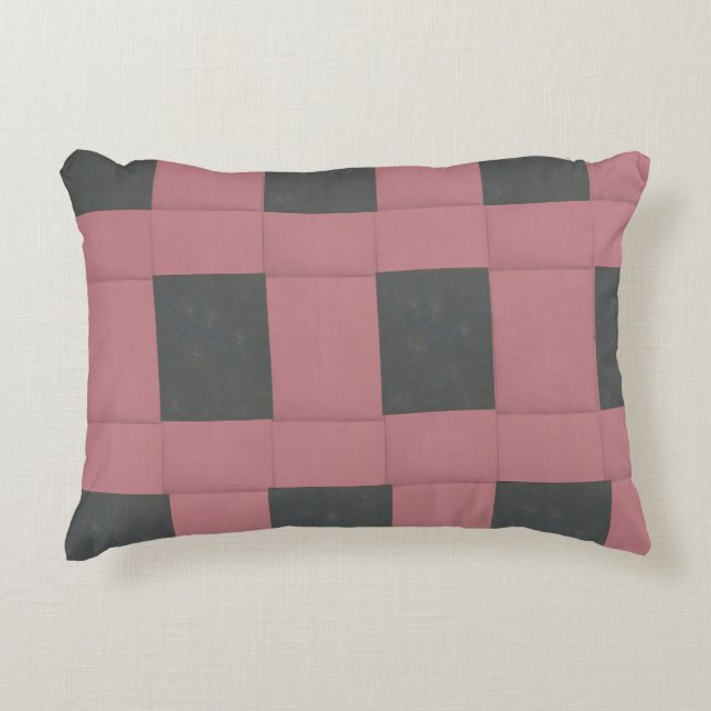 Chequered Pink Flower Abstract  Decorative Cushion (Front)