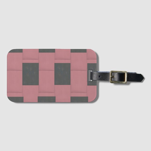 Chequered Pink Flower Abstract    Luggage Tag (Front Horizontal)