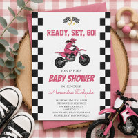 Chequered Pink Girls Dirt Bike Baby Shower