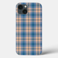 Chequered Plaid Beige Blue Grey And Peach