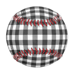 Chequered Plaid Black And White Baseball