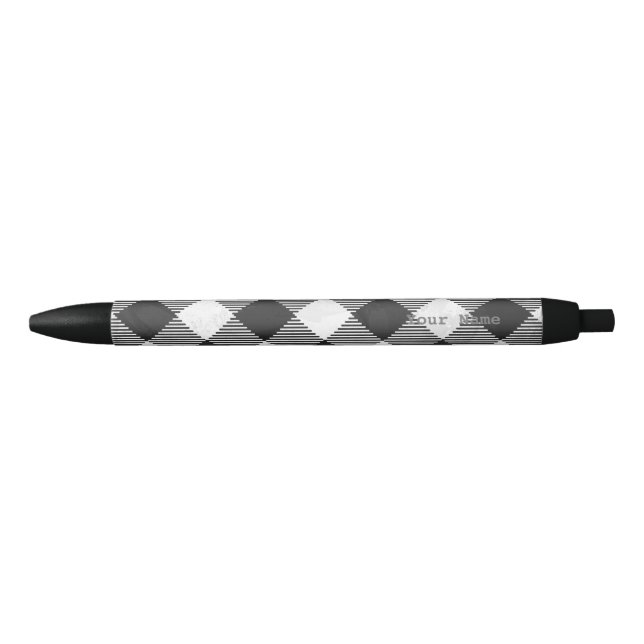 Chequered Plaid Black And White Black Ink Pen (Front)