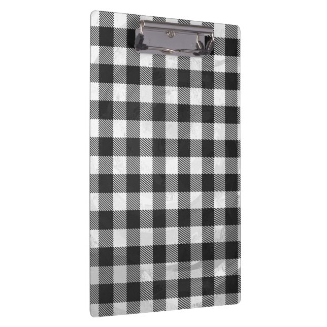Chequered Plaid Black And White Clipboard (Right)