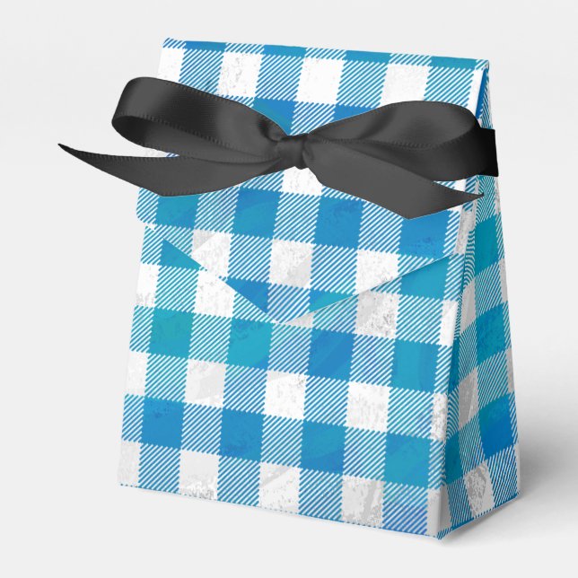 Chequered Plaid Black And White Favour Box (Front Side)