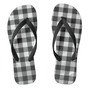 Chequered Plaid Black And White Jandals