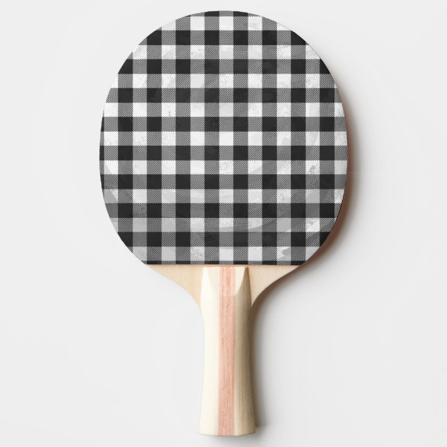 Chequered Plaid Black And White Ping Pong Paddle (Front)
