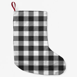 Chequered Plaid Black And White Small Christmas Stocking