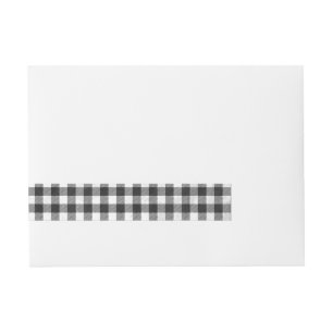 Chequered Plaid Black And White Wraparound Address Label