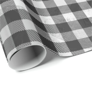 Chequered Plaid Black And White Wrapping Paper